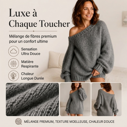Robe pull décontractée pour femme, style épaules nues et douce