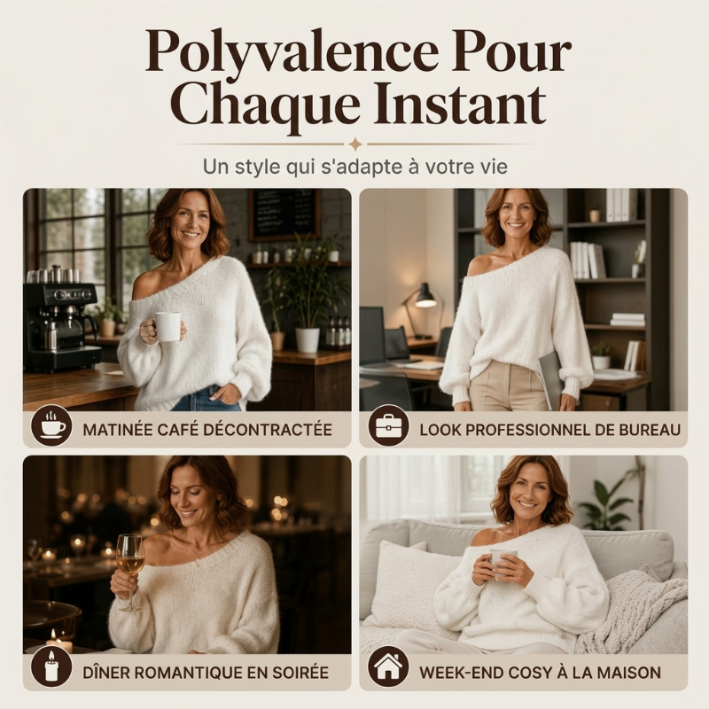 Robe pull décontractée pour femme, style épaules nues et douce