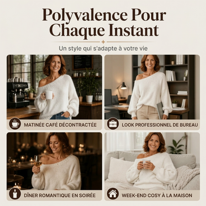 Robe pull décontractée pour femme, style épaules nues et douce