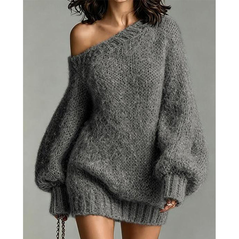 Robe pull décontractée pour femme, style épaules nues et douce