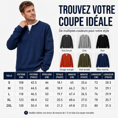 Haut Henley factice deux pièces en maille gaufrée pour homme