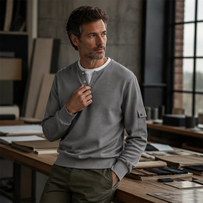 Haut Henley factice deux pièces en maille gaufrée pour homme