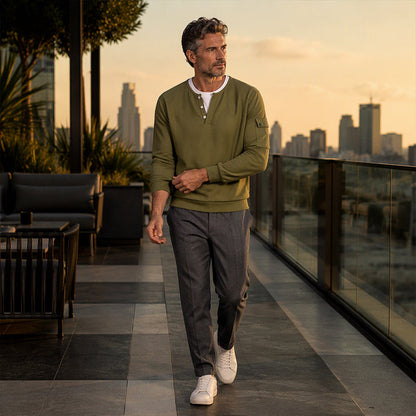 Haut Henley factice deux pièces en maille gaufrée pour homme