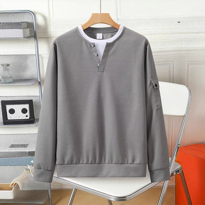 Haut Henley factice deux pièces en maille gaufrée pour homme
