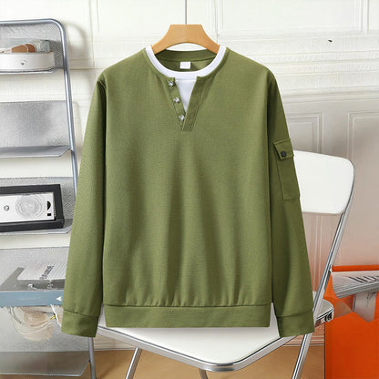 Haut Henley factice deux pièces en maille gaufrée pour homme