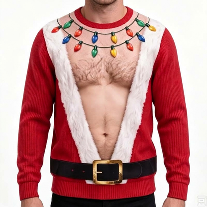 Sweat-shirt drôle pour homme avec impression 3D de muscles, thème Noël