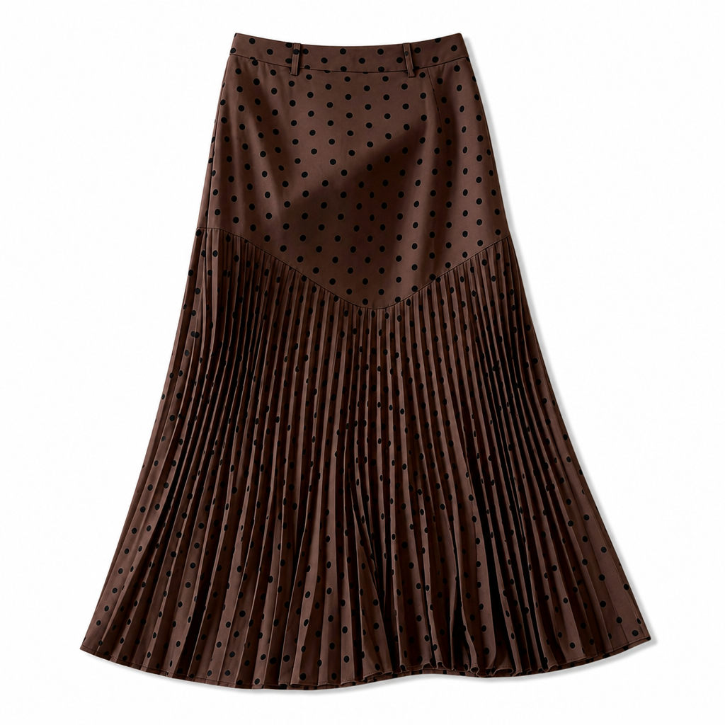 Jupe plissée à pois taille haute pour femme