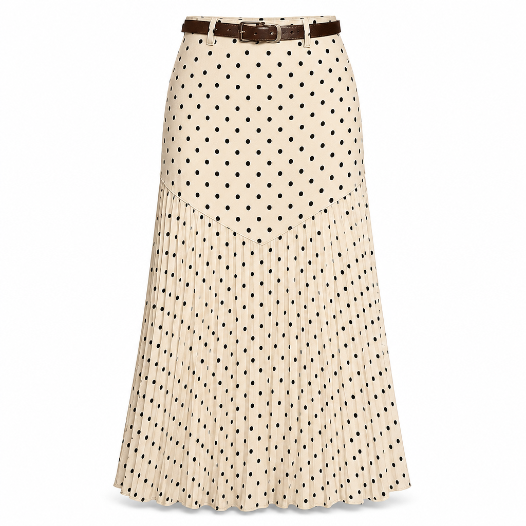 Jupe plissée à pois taille haute pour femme