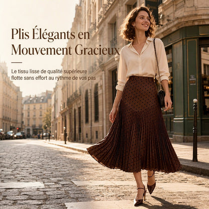 Jupe plissée à pois taille haute pour femme