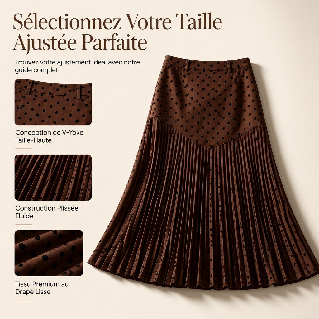 Jupe plissée à pois taille haute pour femme