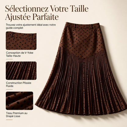 Jupe plissée à pois taille haute pour femme