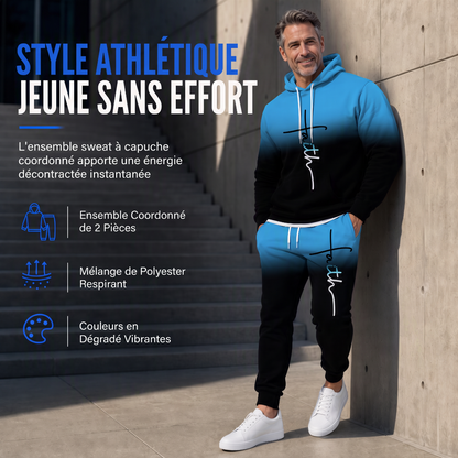 Ensemble survêtement ample pour homme : sweat à capuche à manches longues avec impression numérique 3D et pantalon, adapté pour le printemps et l'automne