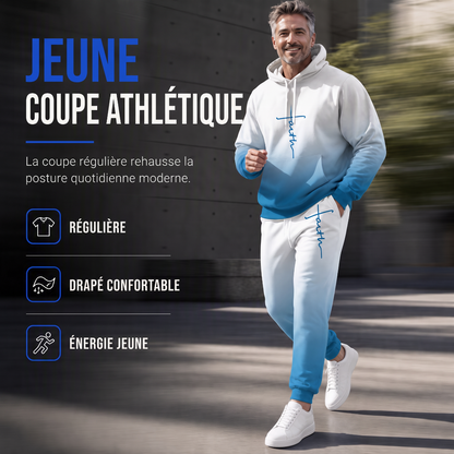 Ensemble survêtement ample pour homme : sweat à capuche à manches longues avec impression numérique 3D et pantalon, adapté pour le printemps et l'automne