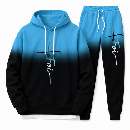 Ensemble survêtement ample pour homme : sweat à capuche à manches longues avec impression numérique 3D et pantalon, adapté pour le printemps et l'automne
