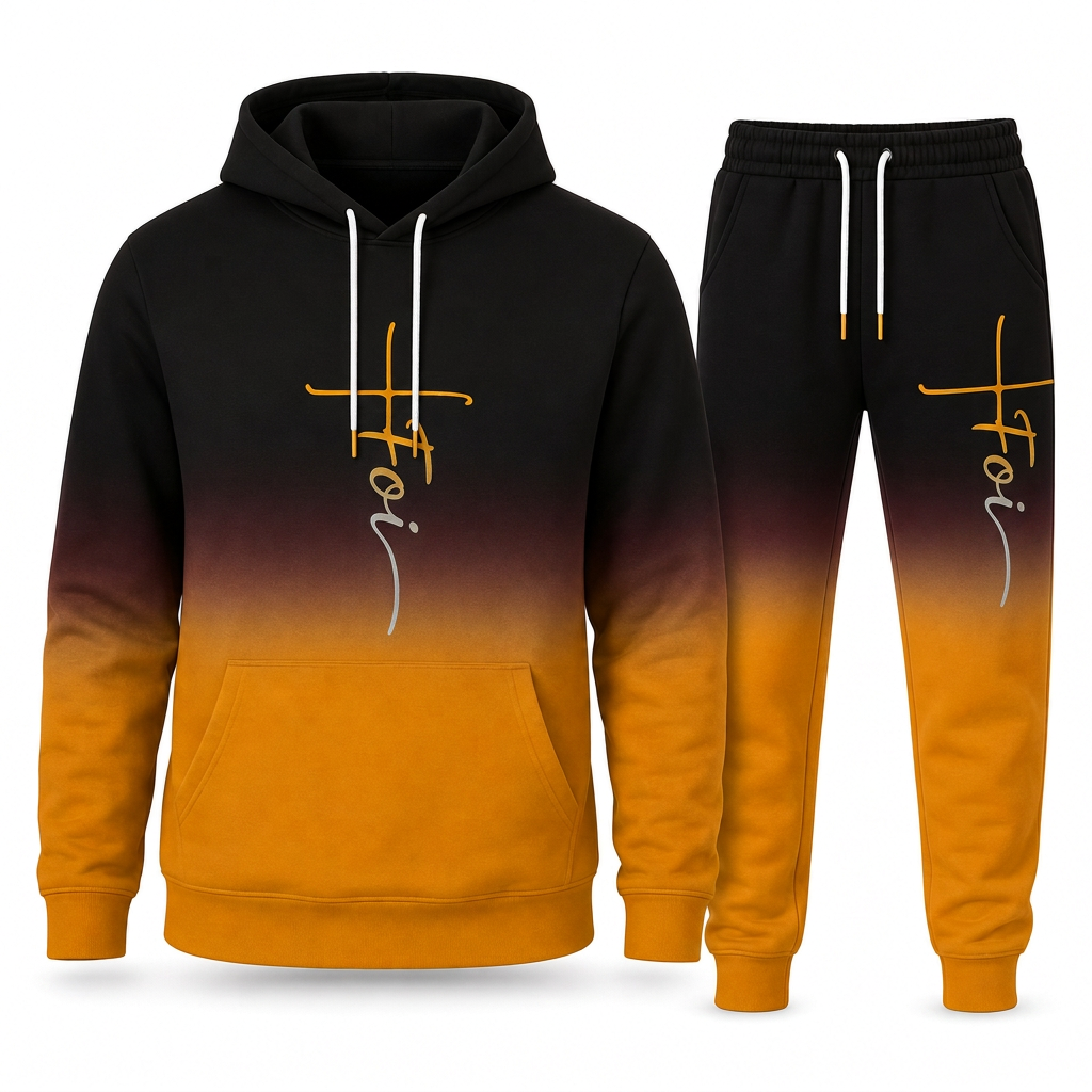 Ensemble survêtement ample pour homme : sweat à capuche à manches longues avec impression numérique 3D et pantalon, adapté pour le printemps et l'automne