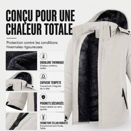 Veste à capuche imperméable doublée de polaire pour homme