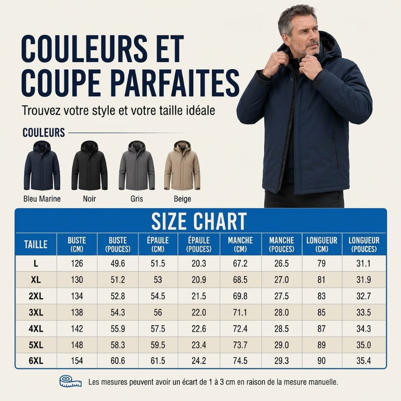 Veste à capuche imperméable doublée de polaire pour homme