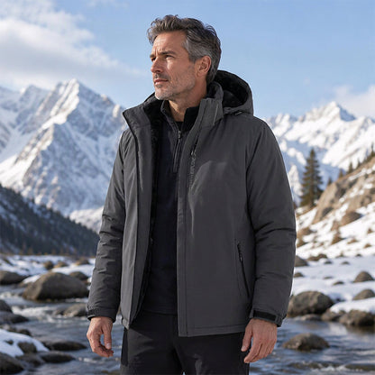 Veste à capuche imperméable doublée de polaire pour homme