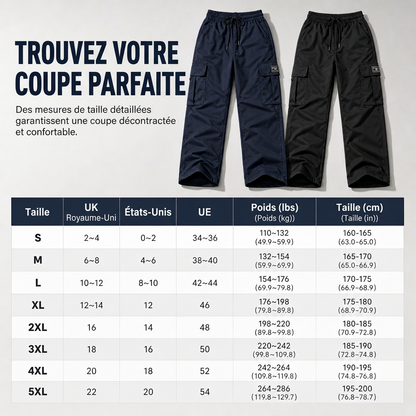 Pantalon cargo femme coupe droite décontractée avec taille élastique à cordon de serrage et poches utilitaires latérales