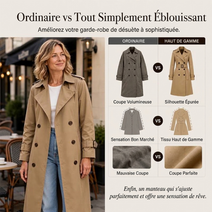 Trench long double boutonnage pour femme
