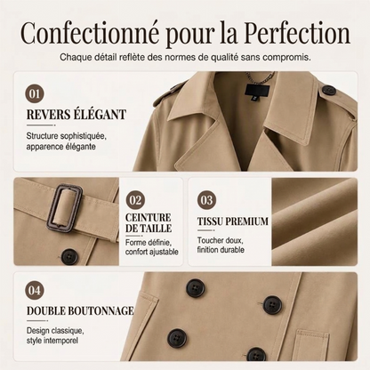 Trench long double boutonnage pour femme