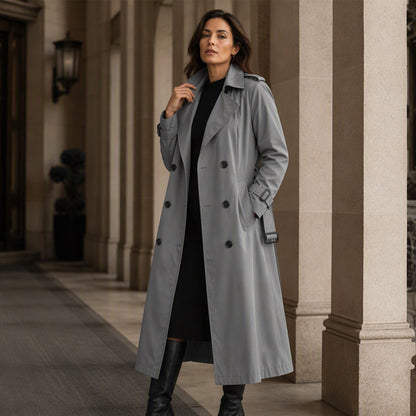 Trench long double boutonnage pour femme