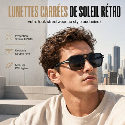 Lunettes de soleil à monture carrée style vintage rétro
