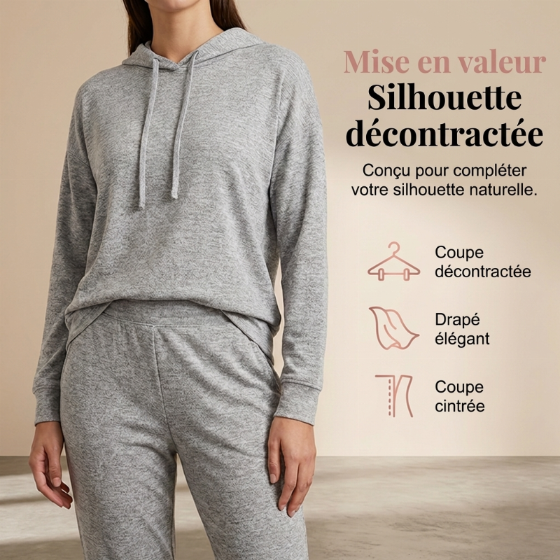 Ensemble de survêtement décontracté 2 pièces pour femme, couleur unie