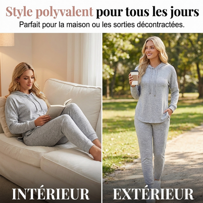 Ensemble de survêtement décontracté 2 pièces pour femme, couleur unie