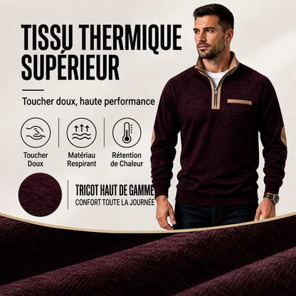 Pull à col quart-zip doublé chaud pour homme