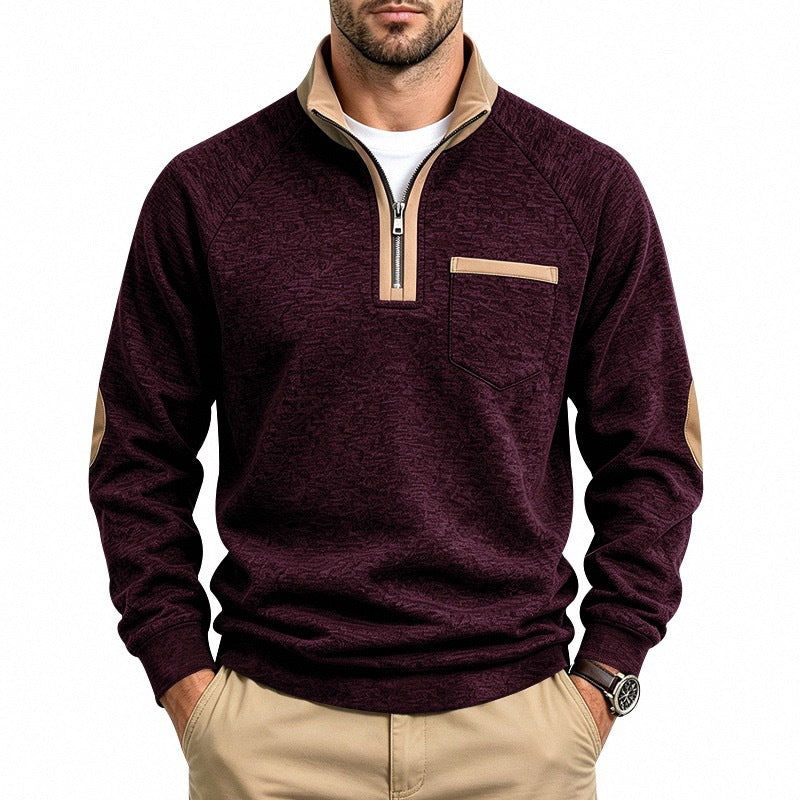 Pull à col quart-zip doublé chaud pour homme