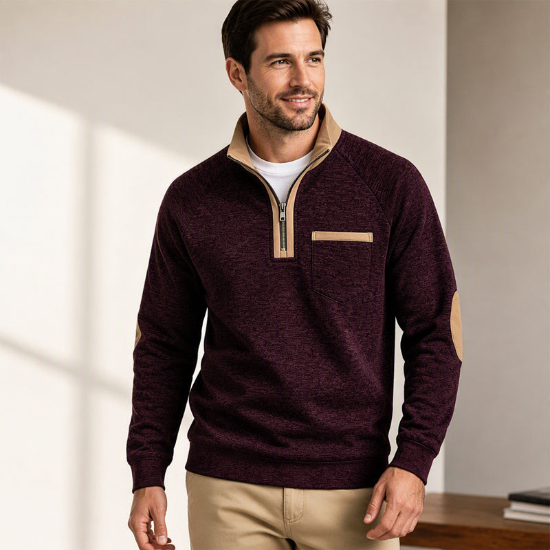 Pull à col quart-zip doublé chaud pour homme