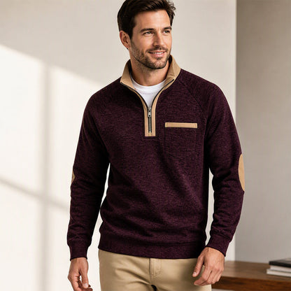Pull à col quart-zip doublé chaud pour homme