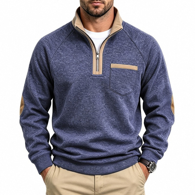 Pull à col quart-zip doublé chaud pour homme