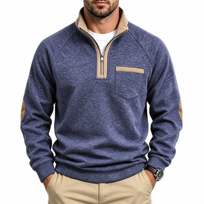Pull à col quart-zip doublé chaud pour homme