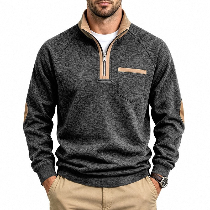 Pull à col quart-zip doublé chaud pour homme