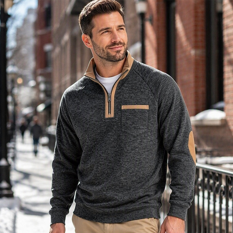 Pull à col quart-zip doublé chaud pour homme