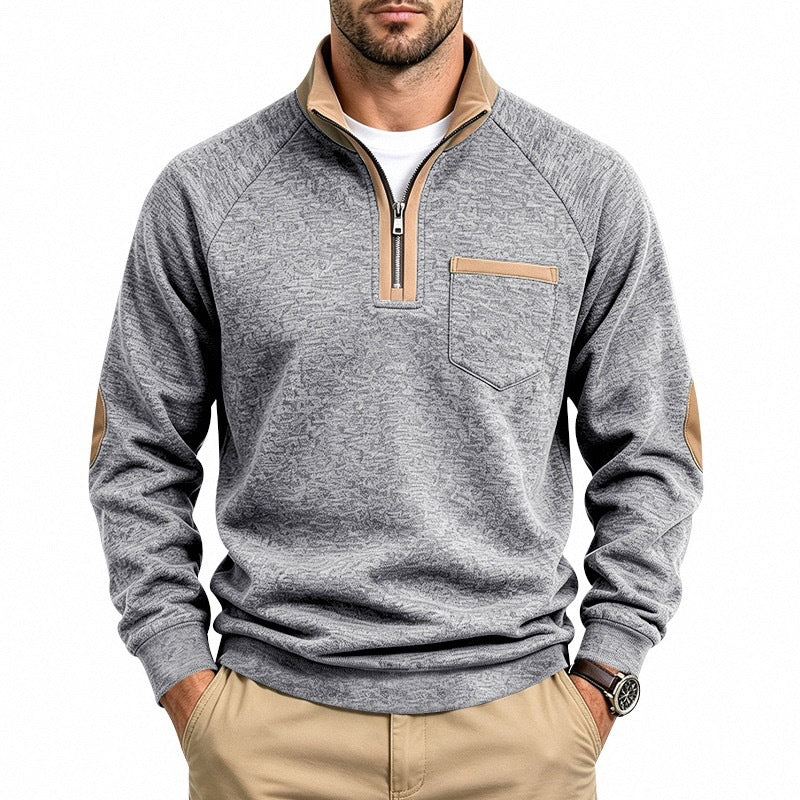 Pull à col quart-zip doublé chaud pour homme