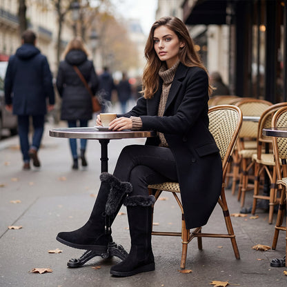 Bottes mi-mollet chaudes, antidérapantes et résistantes à l'usure pour femme