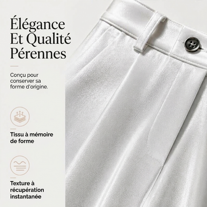 Pantalon large décontracté à taille haute pour femme, effet drapé