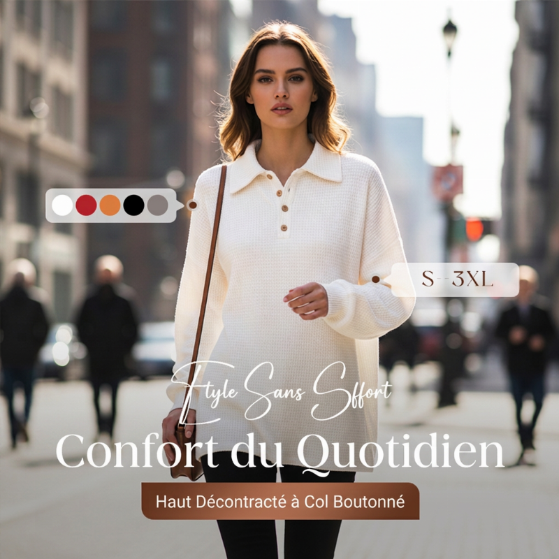 Haut décontracté à col boutonné