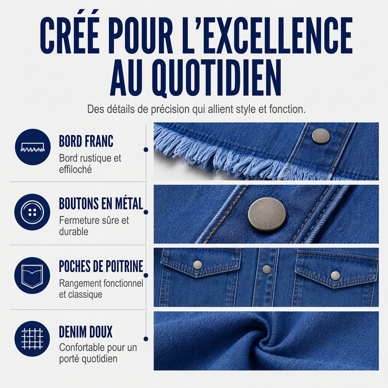 Veste en jean délavé à ourlet effiloché pour femme