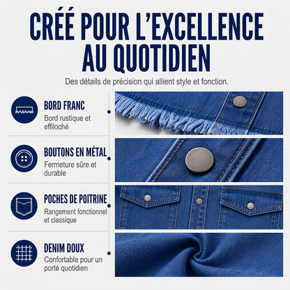 Veste en jean délavé à ourlet effiloché pour femme