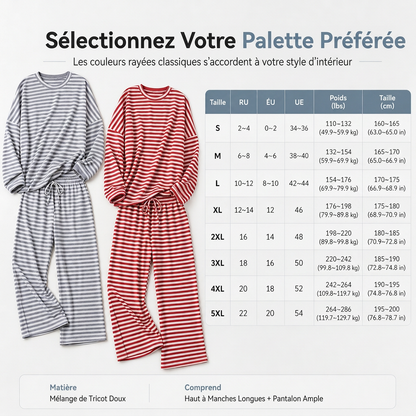 Ensemble décontracté pour femme : haut rayé et pantalon