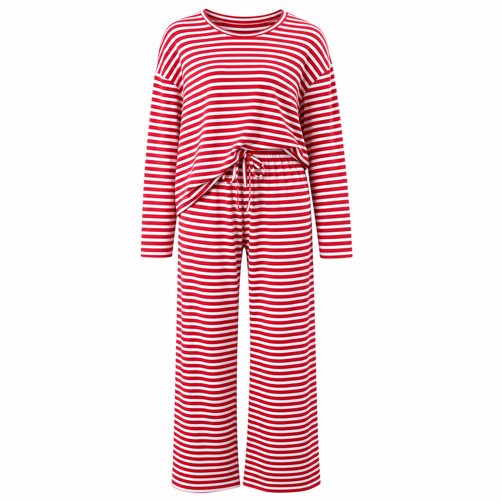 Ensemble décontracté pour femme : haut rayé et pantalon