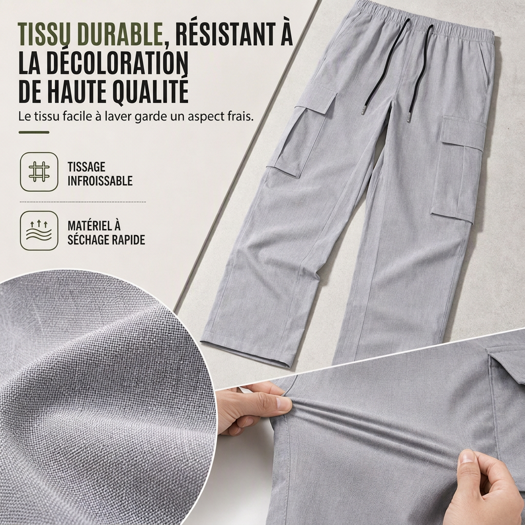 Pantalons cargo décontractés pour homme avec cordon de serrage, été