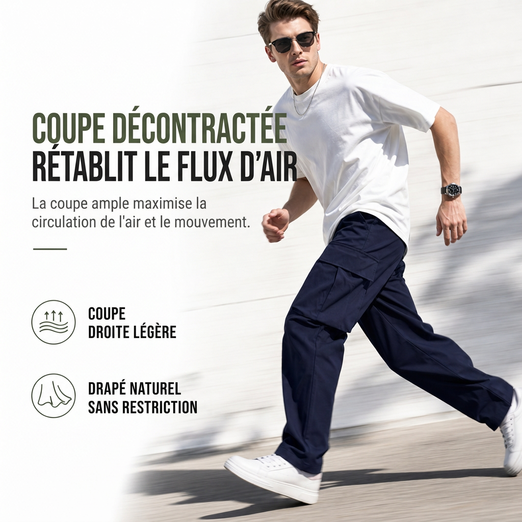 Pantalons cargo décontractés pour homme avec cordon de serrage, été