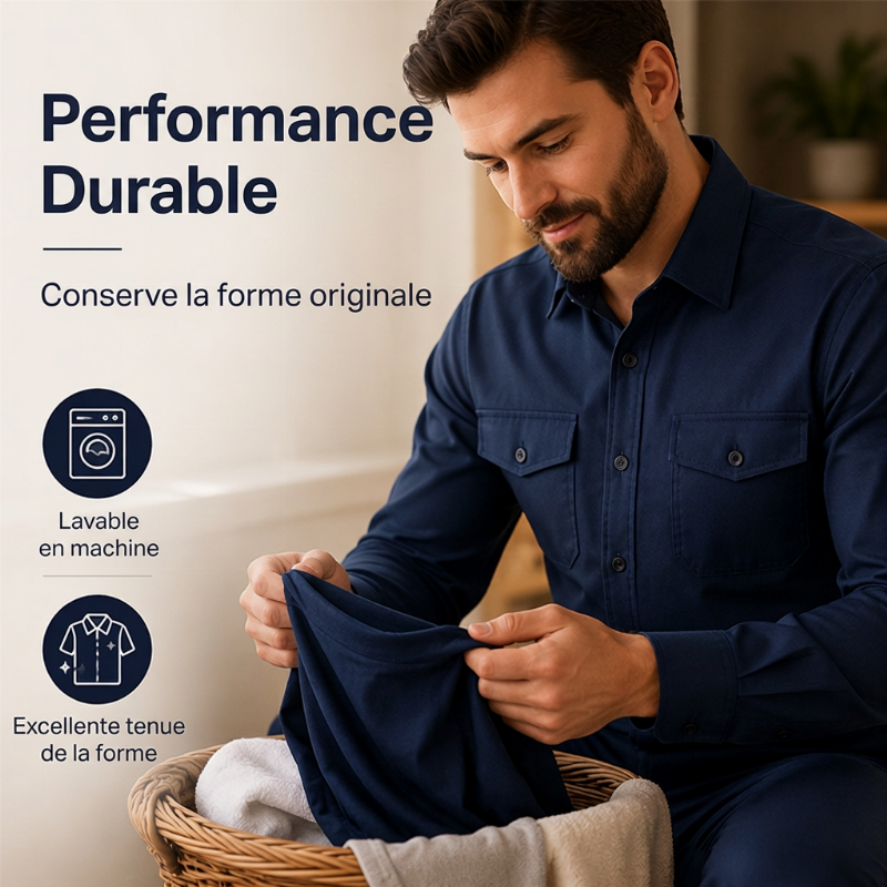 Ensemble deux pièces pour homme : chemise et pantalon en polyester