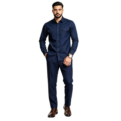 Ensemble deux pièces pour homme : chemise et pantalon en polyester