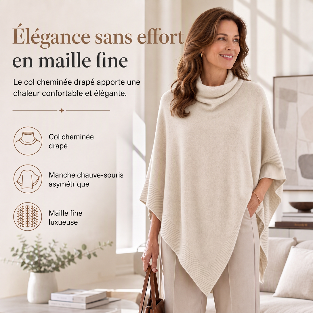 Châle en tricot élégant pour femme, coupe ample unie, cape polyvalente